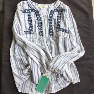 Copper Key Striped LS Top Size Small